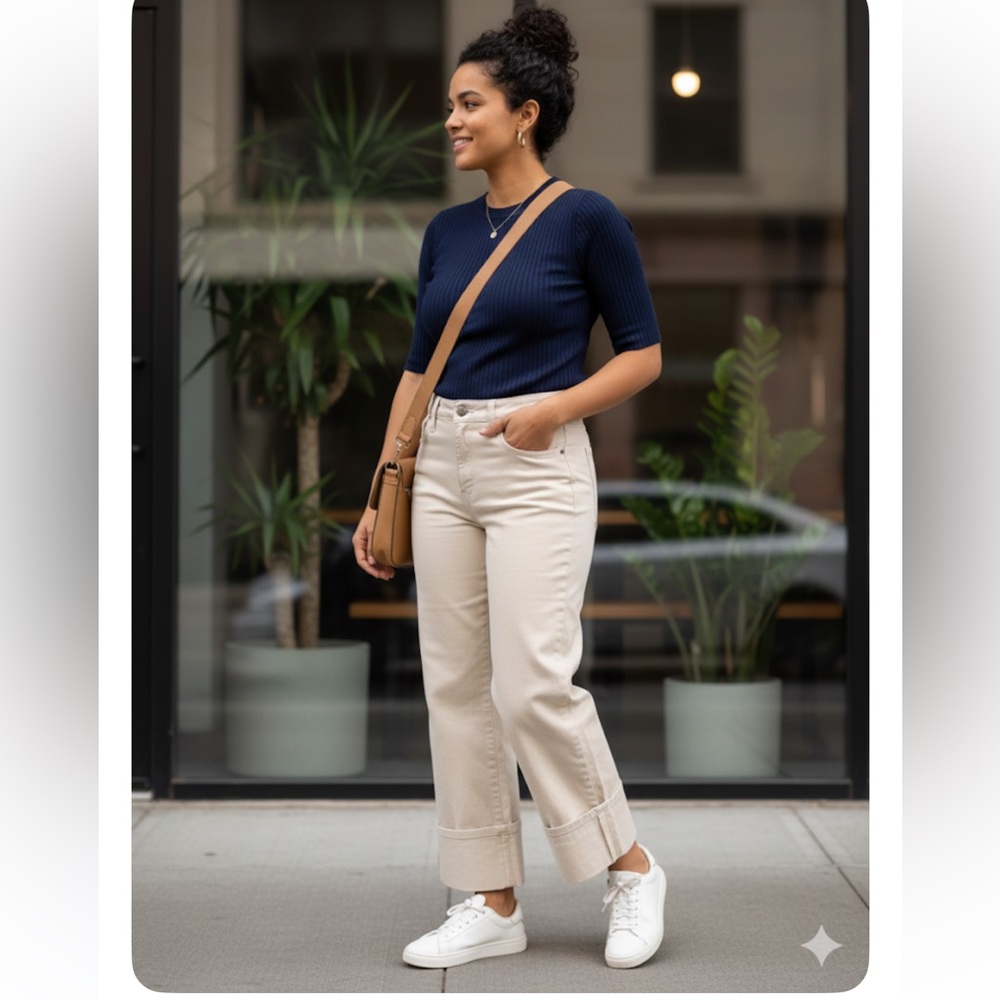 St. John's Bay Beige Straight Leg Pants Sz 12P NWT